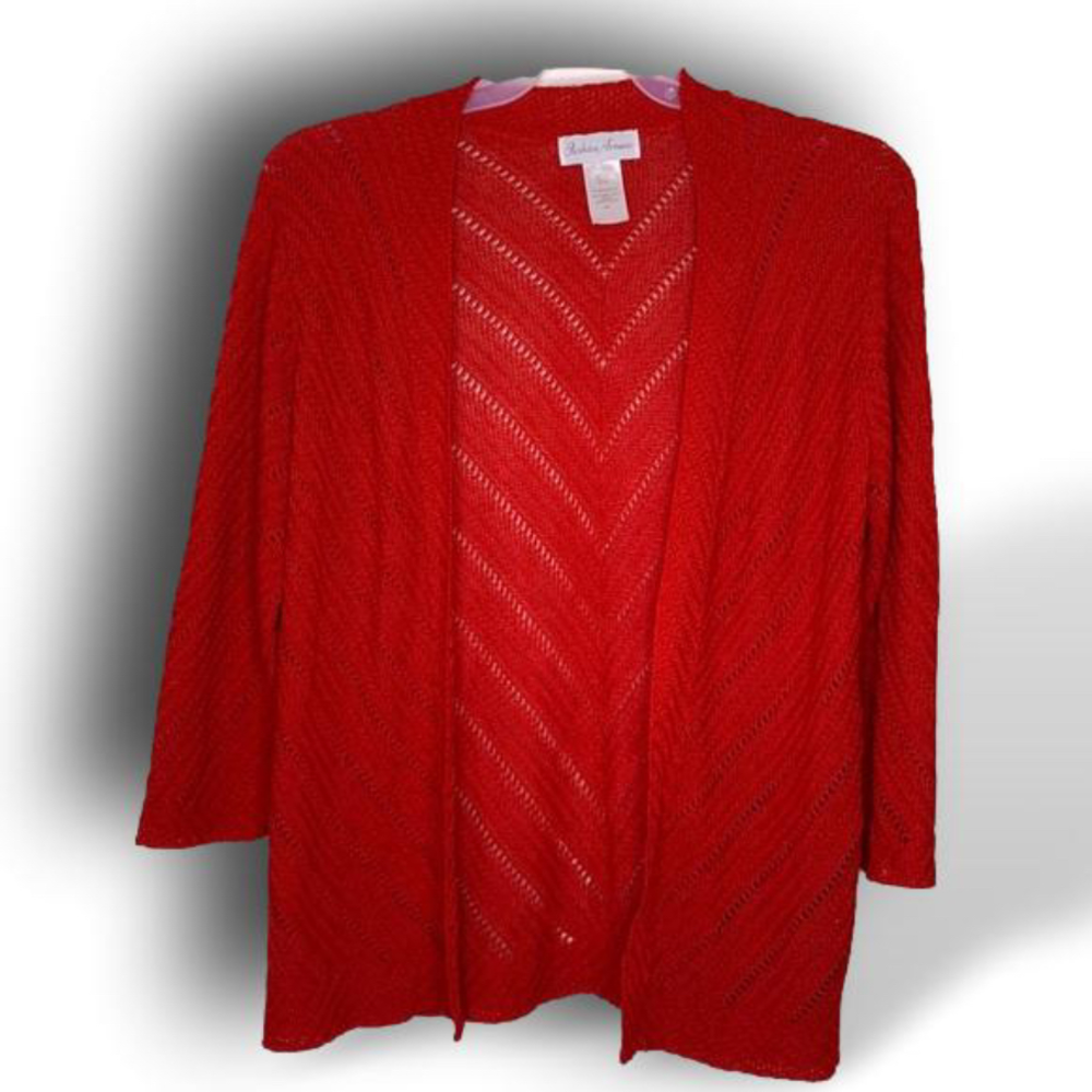 FASHION avenue women’s red cardigan size large